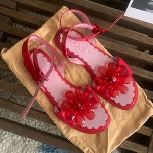 Zara red flower beaded sandal